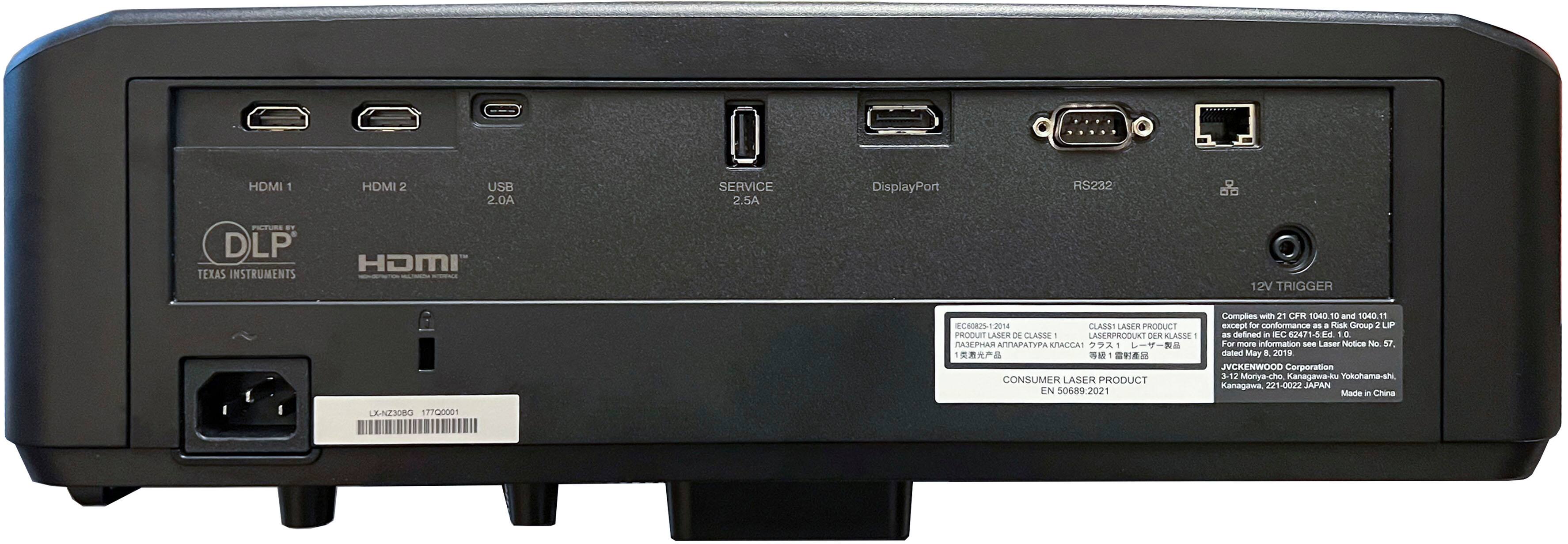 Back. JVC - JVC LX-NZ30 4K DLP BLUEscent Laser Projector, 3,330 Lumens, 1080p/240Hz, Infinite to 1 Dynamic Contrast, 2 Year Warranty - Black.