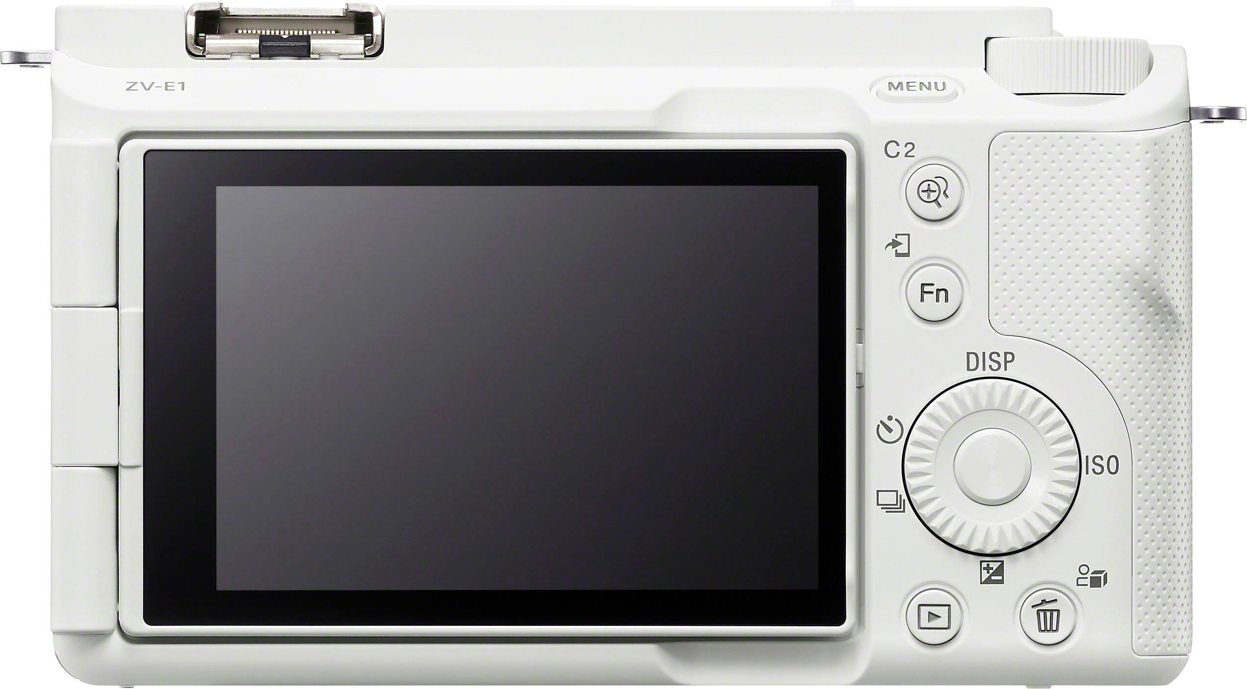 Back. Sony - Alpha ZV-E1 Full-frame Vlog Mirrorless Lens Camera (Body Only) - White.