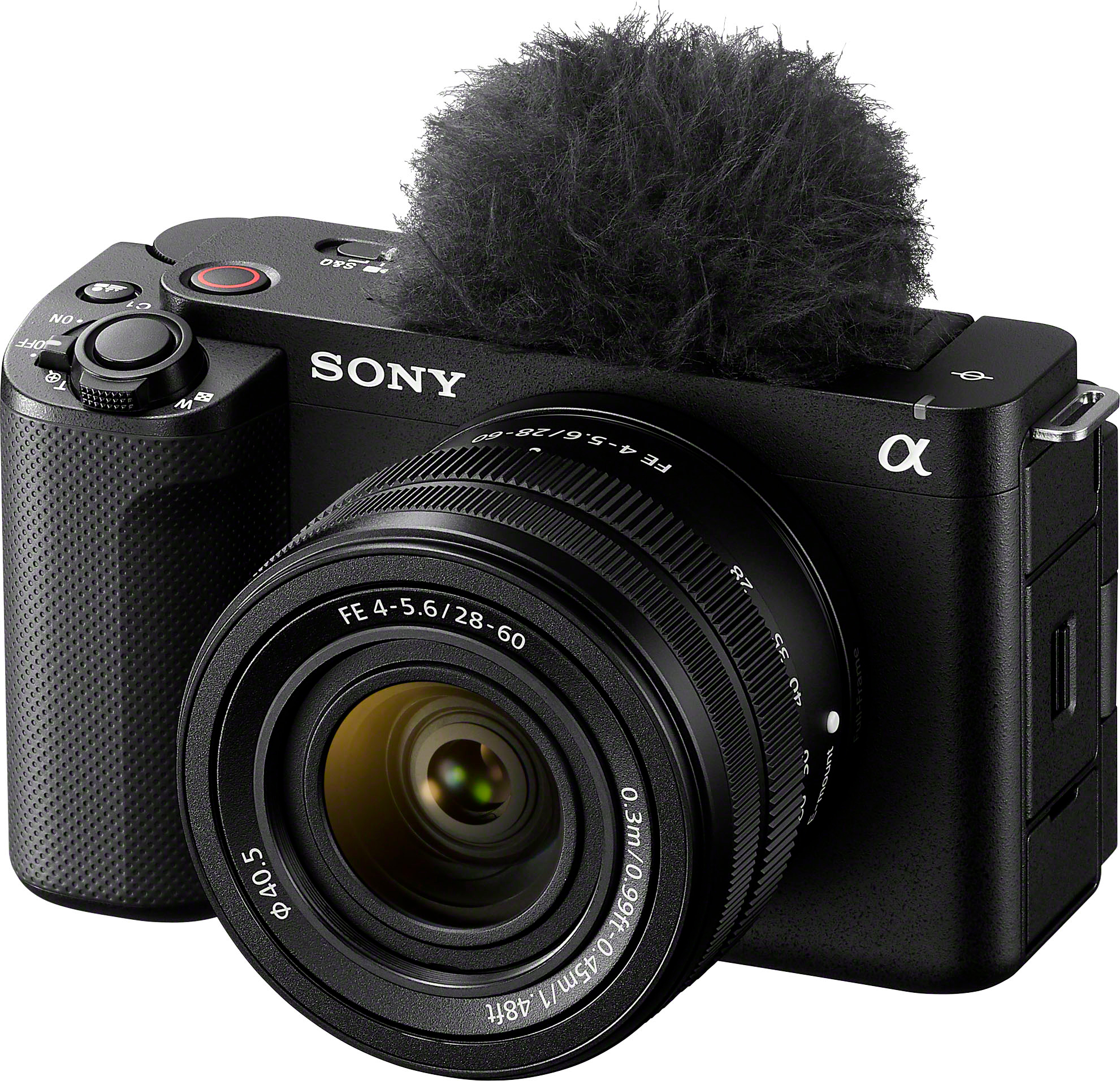 Angle View: Sony - Alpha ZV-E1 Full-frame Vlog Mirrorless Lens Camera Kit with 28-60mm Lens - Black