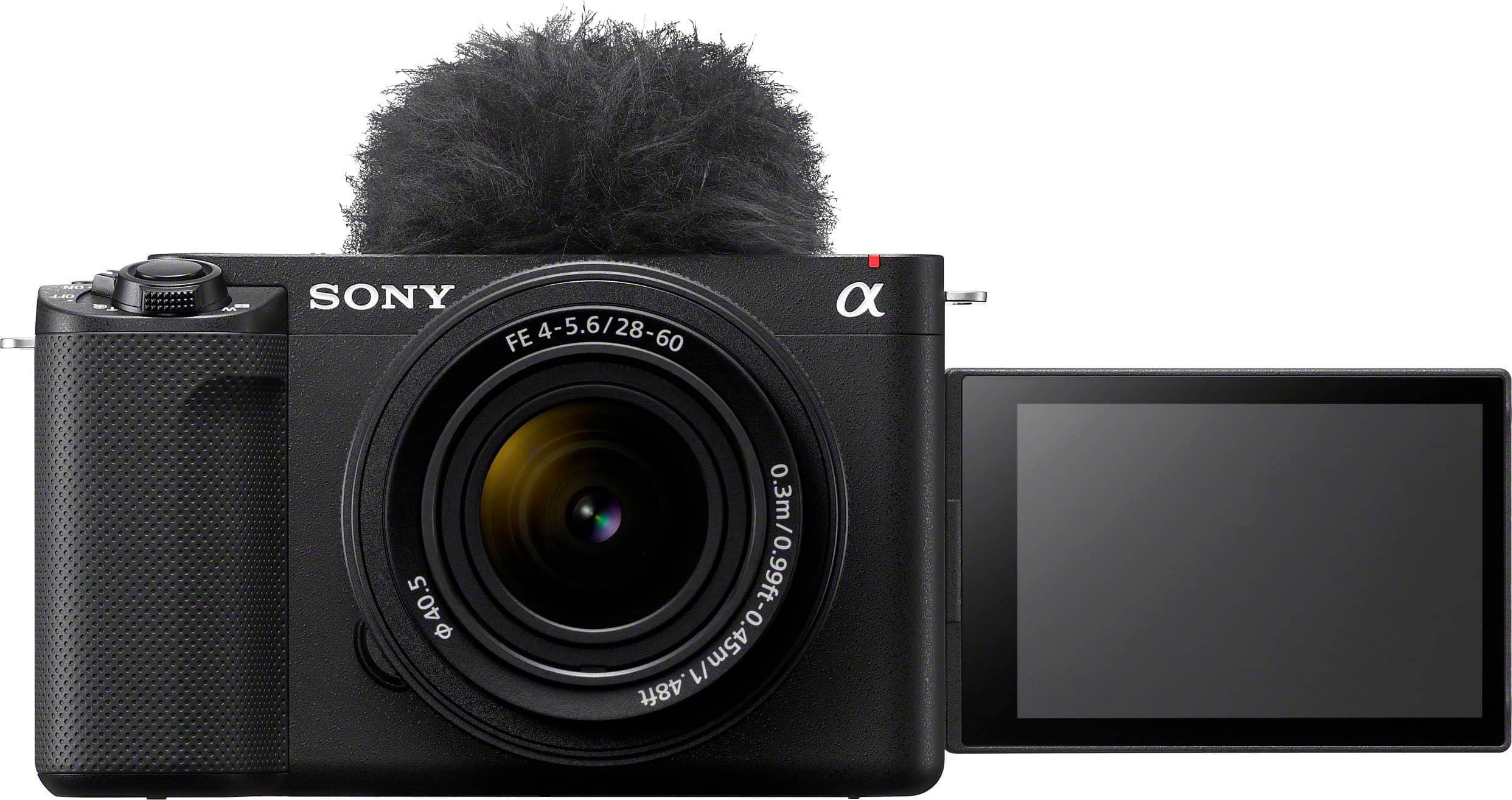 Front. Sony - Alpha ZV-E1 Full-frame Vlog Mirrorless Lens Camera Kit with 28-60mm Lens - Black.
