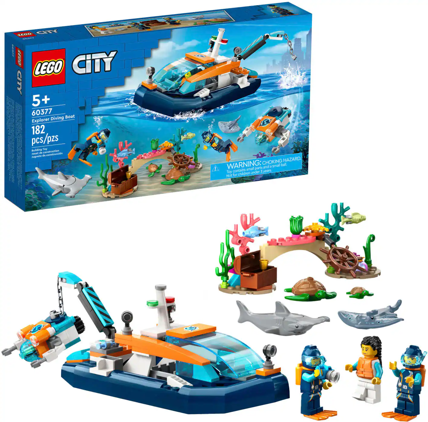 City Explorer Diving Boat Ocean Building Toy Set Play 60377
