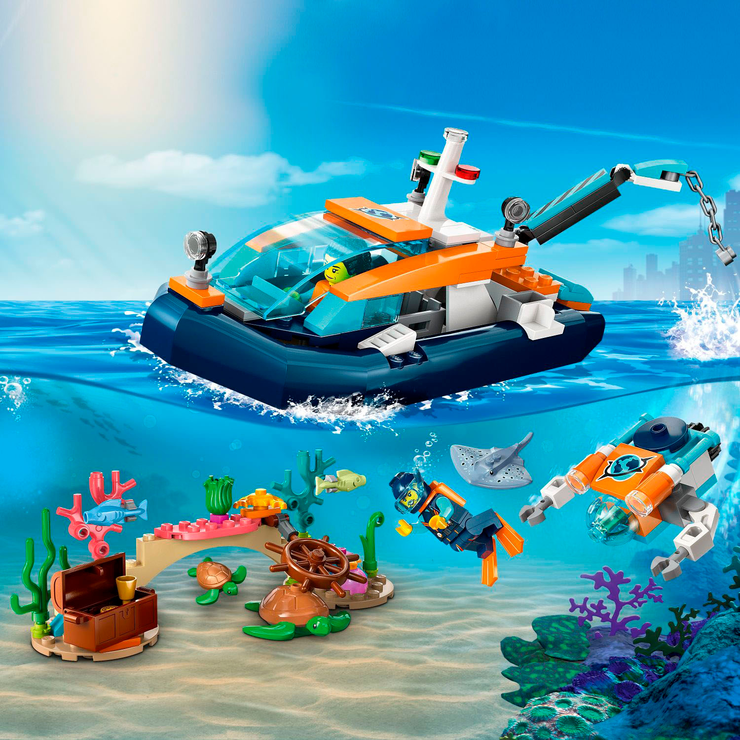 LEGO City Explorer Diving Boat Ocean Building Toy Set Play 60377 ...