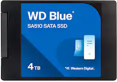 The text on the image reads: "WD Blue SA510 SATA SSD 4TB Western Digital."