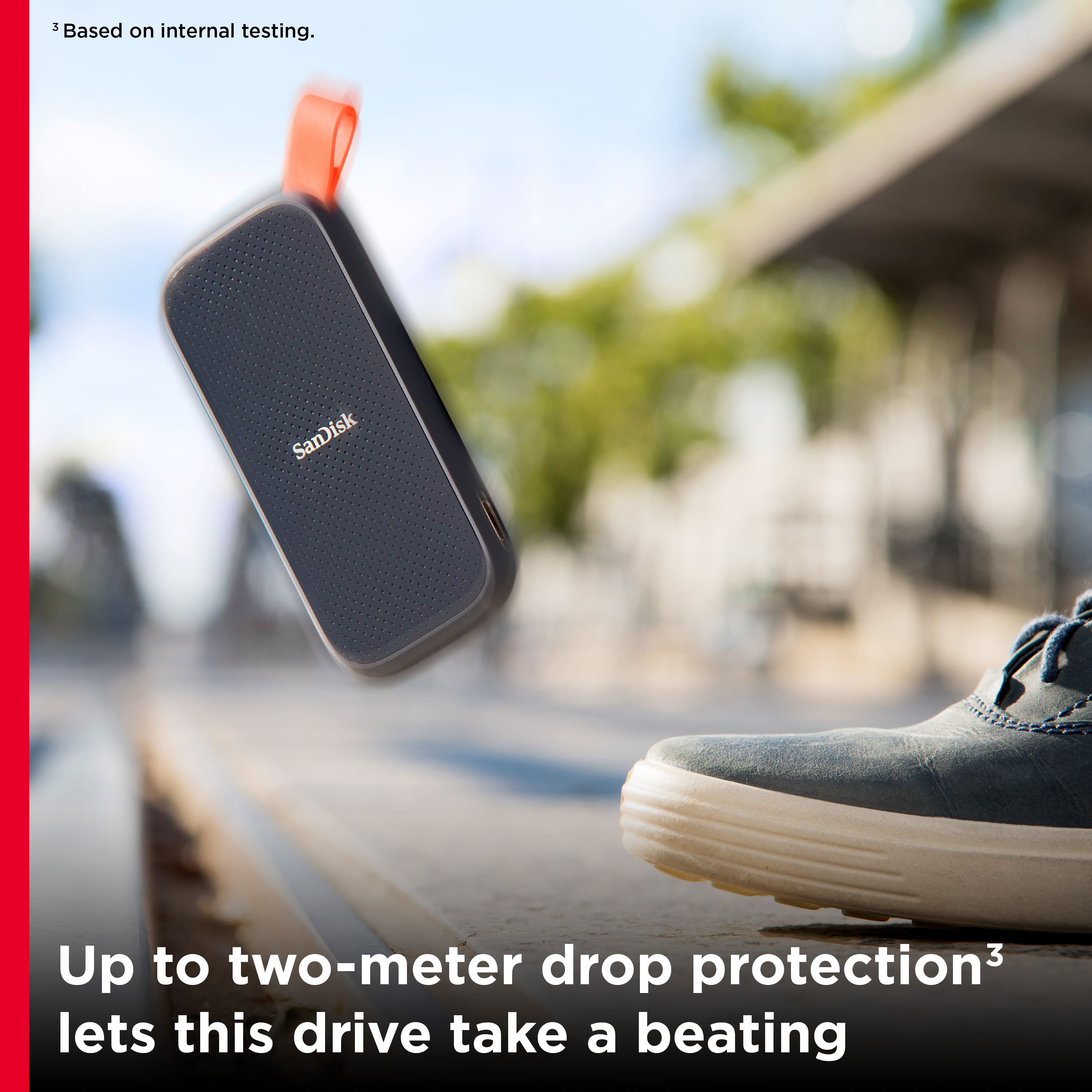 Based on internal testing, SanDisk offers up to two-meter drop protection, which allows this drive to withstand a significant impact.