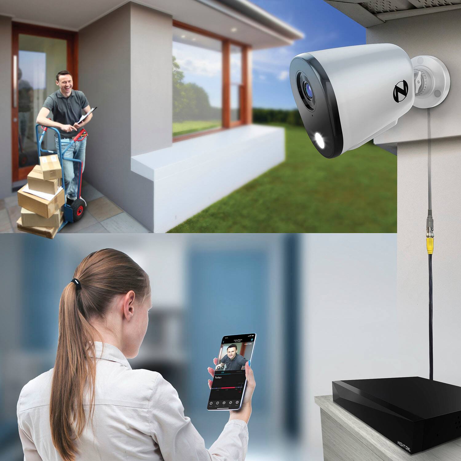 Alt View 13. Night Owl - 12 Channel 6 Camera Wired 4K 2TB DVR Security System - White.