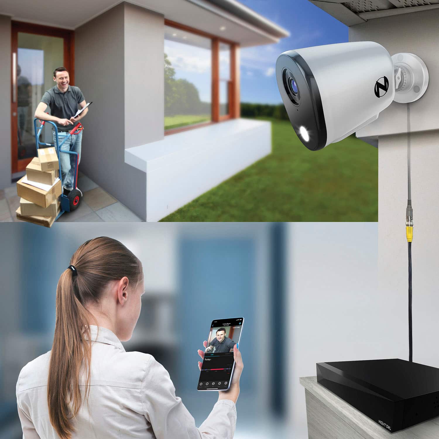 Alt View 14. Night Owl - 12 Channel 8 Camera Wired 2K 1TB DVR Security System with 2-way Audio - White.