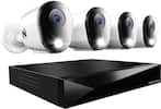 Front. Night Owl - 12 Channel 4 Camera Wired 2K 1TB DVR Security System with 2-way Audio - White.