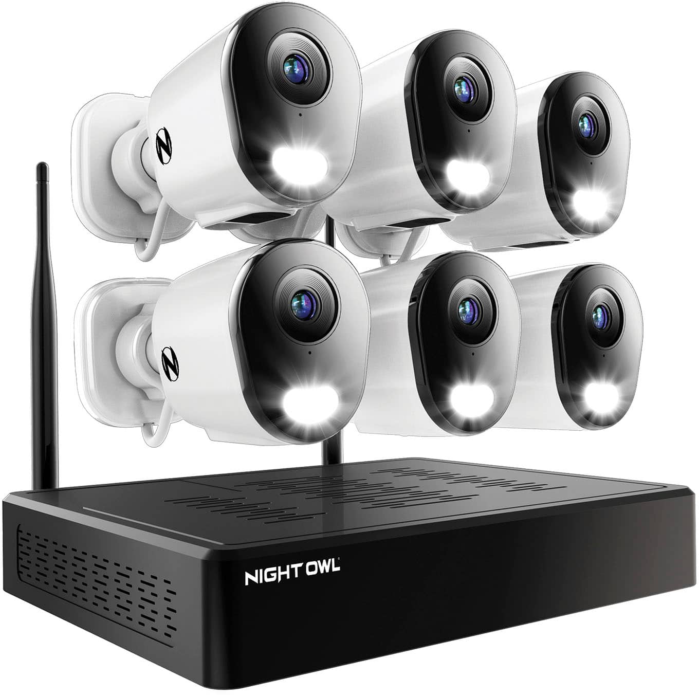 Front. Night Owl - 10 Channel 6 Camera Wireless 2K 1TB NVR Security System - White.