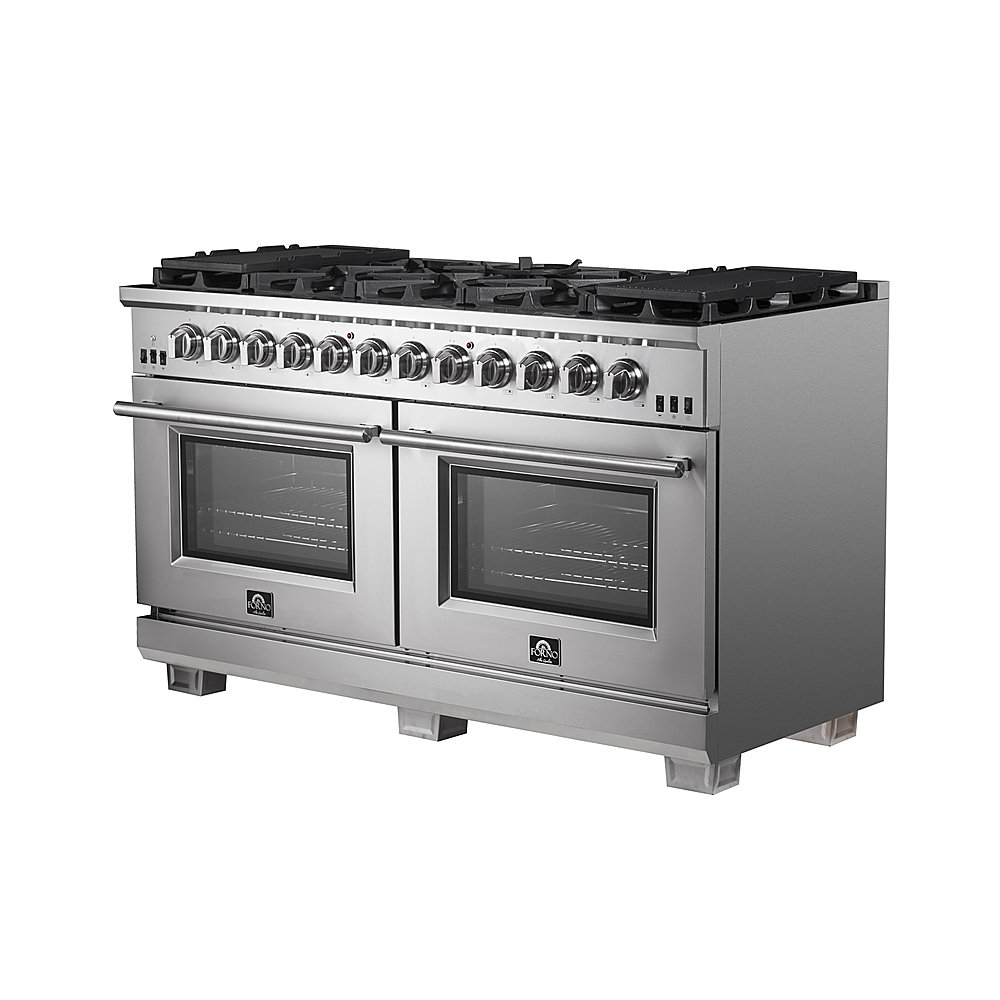 Angle View: Forno Appliances - Capriasca Alta Qualita 8.64 Cu. Ft. Double Oven Gas Range - Stainless Steel