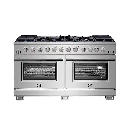 Front. Forno Appliances - Capriasca Alta Qualita 8.64 Cu. Ft. Double Oven Gas Range - Stainless Steel.