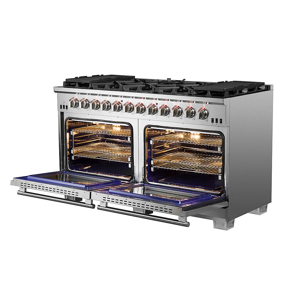 Left. Forno Appliances - Capriasca Alta Qualita 8.64 Cu. Ft. Double Oven Gas Range - Stainless Steel.