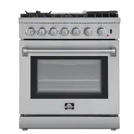 Forno Appliances - 30 in. Wide 5 Elements Lazio Alta Qualita 4.62 Cu. Ft. Freestanding Dual Fuel Range with Convection Oven - Stainless Steel