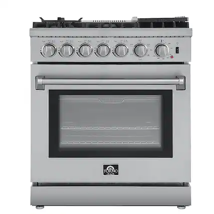 Front. Forno Appliances - Lazio Alta Qualita 4.62 Cu. Ft. Freestanding Dual Fuel Range with Convection Oven - Stainless Steel.
