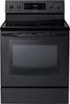 Front. Samsung - 30" Self-Cleaning Freestanding Electric Convection Range - Black.