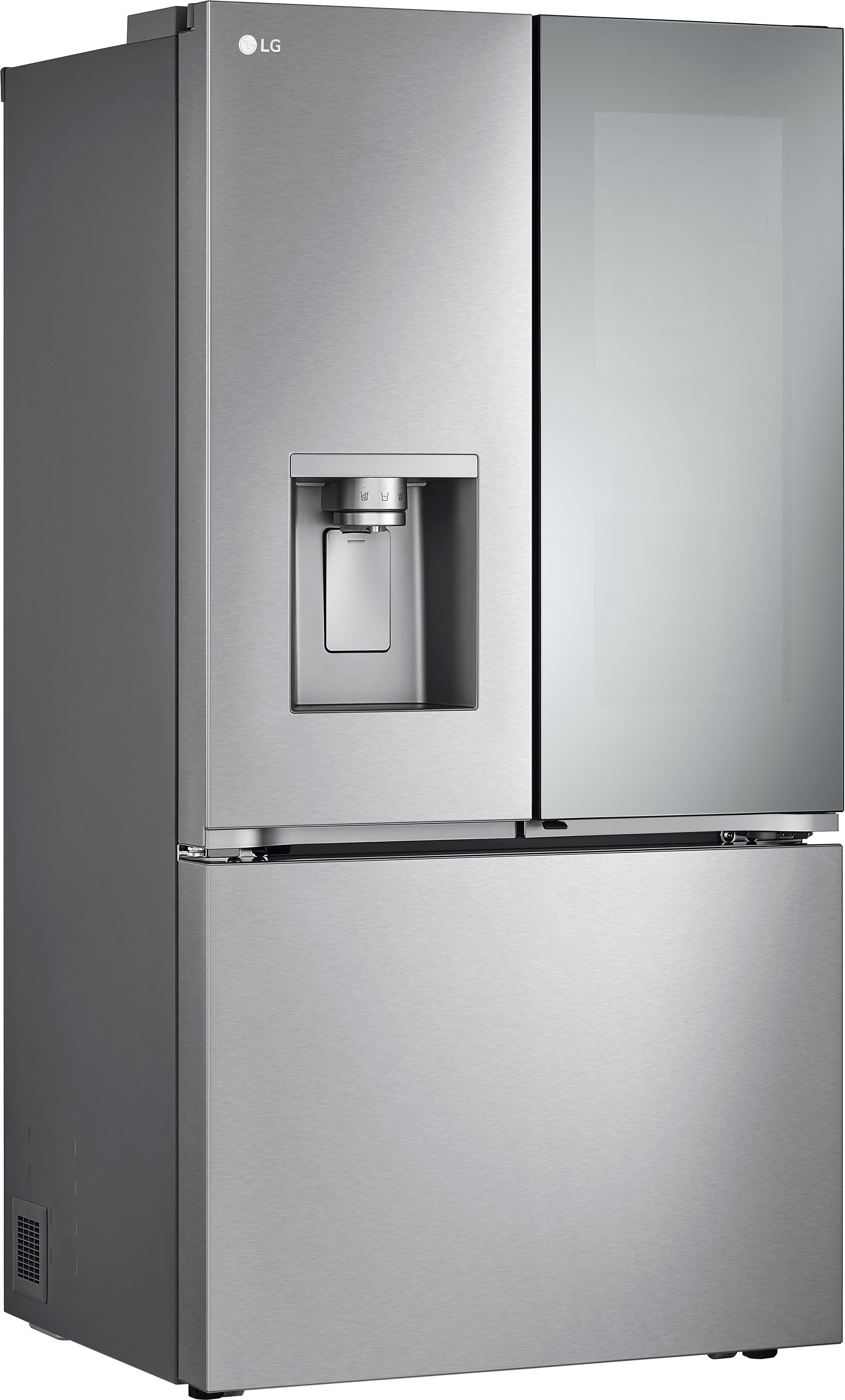 Angle View: LG - 30.7 Cu. Ft. French Door Smart Refrigerator with InstaView - Stainless Steel