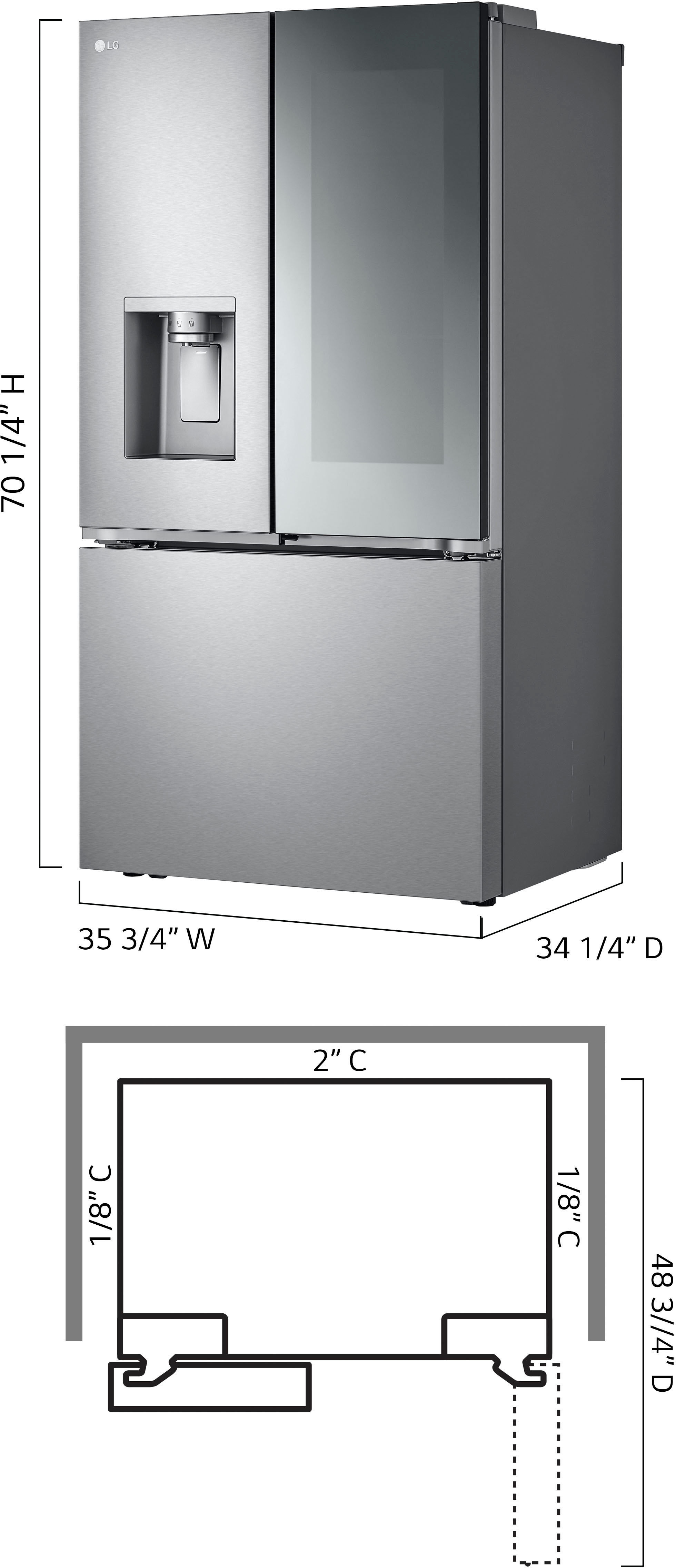 Left View: LG - 30.7 Cu. Ft. French Door Smart Refrigerator with InstaView - Stainless Steel
