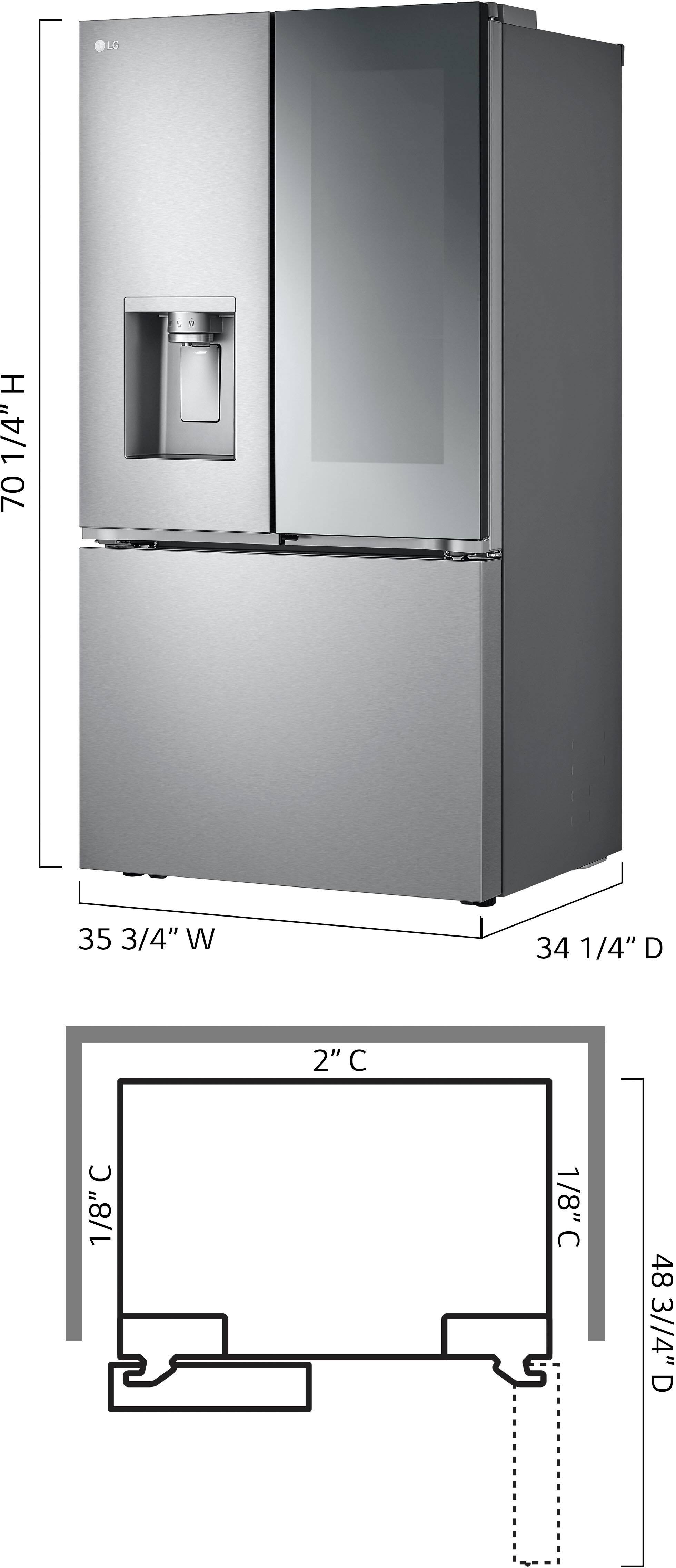 Left. LG - Standard-Depth MAX 30.7 Cu. Ft.  French Door Smart Refrigerator with InstaView - Stainless Steel.