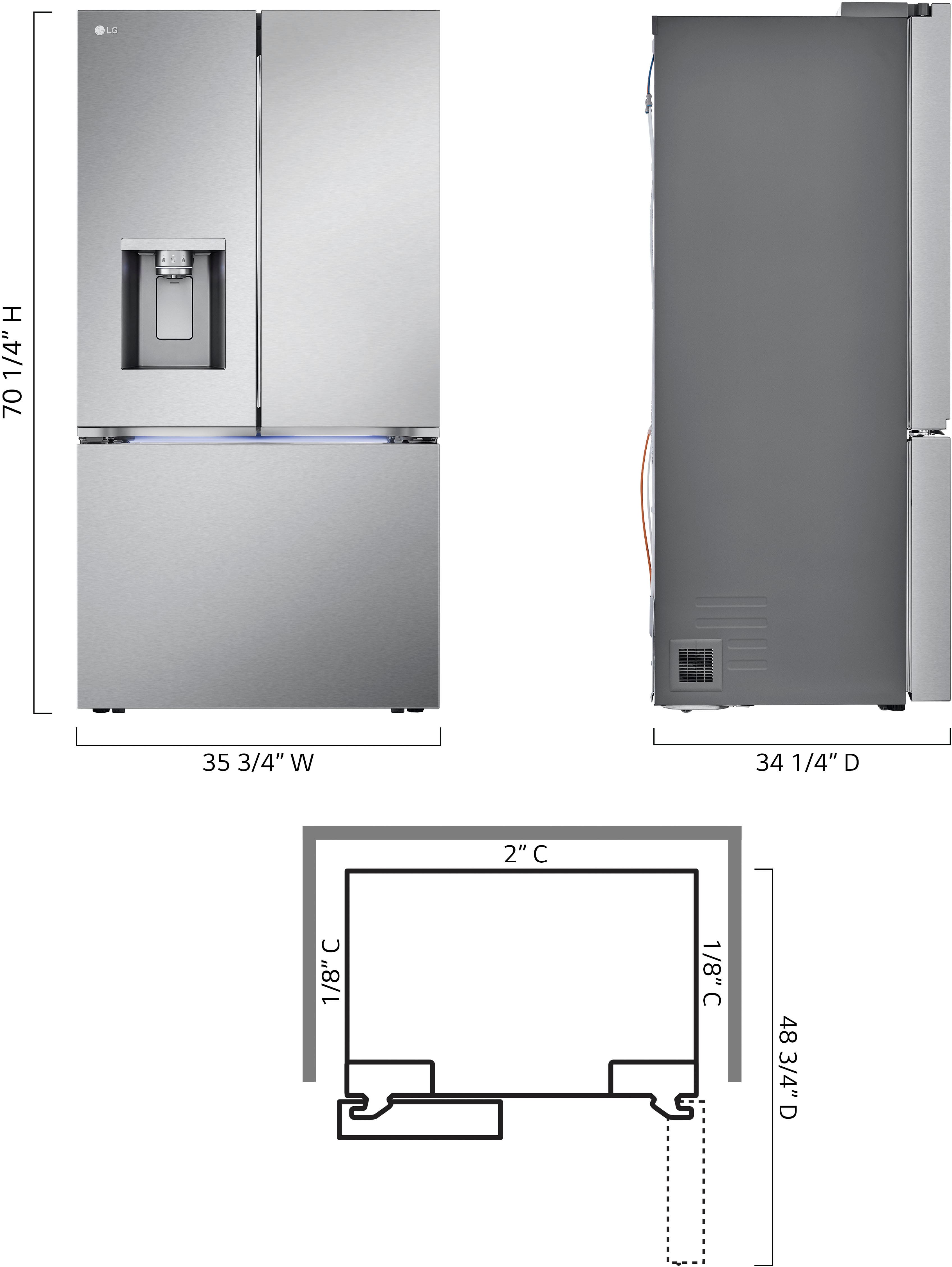 Left. LG - Standard-Depth MAX 30.7 Cu. Ft. French Door Smart Refrigerator with Tall Ice and Water Dispenser - Stainless Steel.
