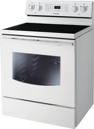 Angle. Samsung - 30" Self-Cleaning Freestanding Electric Convection Range - White.