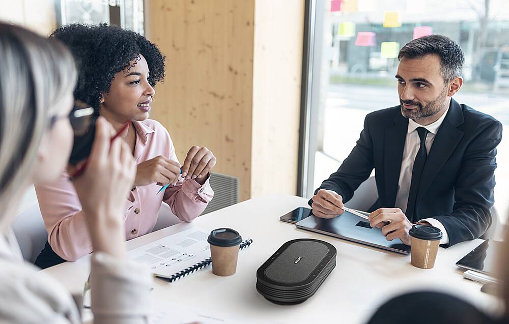 Alt View 13. Philips - SmartMeeting Wireless Conference Microphone PSE0501 with Sembly Meeting Assistant - Dark Gray and Black.