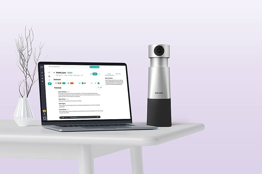 Alt View 11. Philips - SmartMeeeting HD Audio and Video Conferencing Webcam with Sembly Meeting Assistant - Silver and Black.