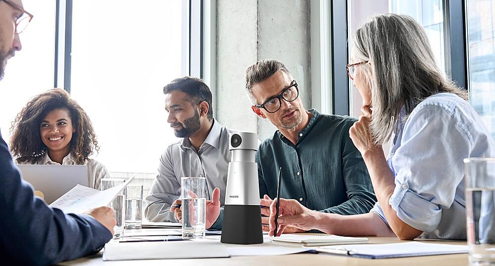 Alt View 12. Philips - SmartMeeeting HD Audio and Video Conferencing Webcam with Sembly Meeting Assistant - Silver and Black.