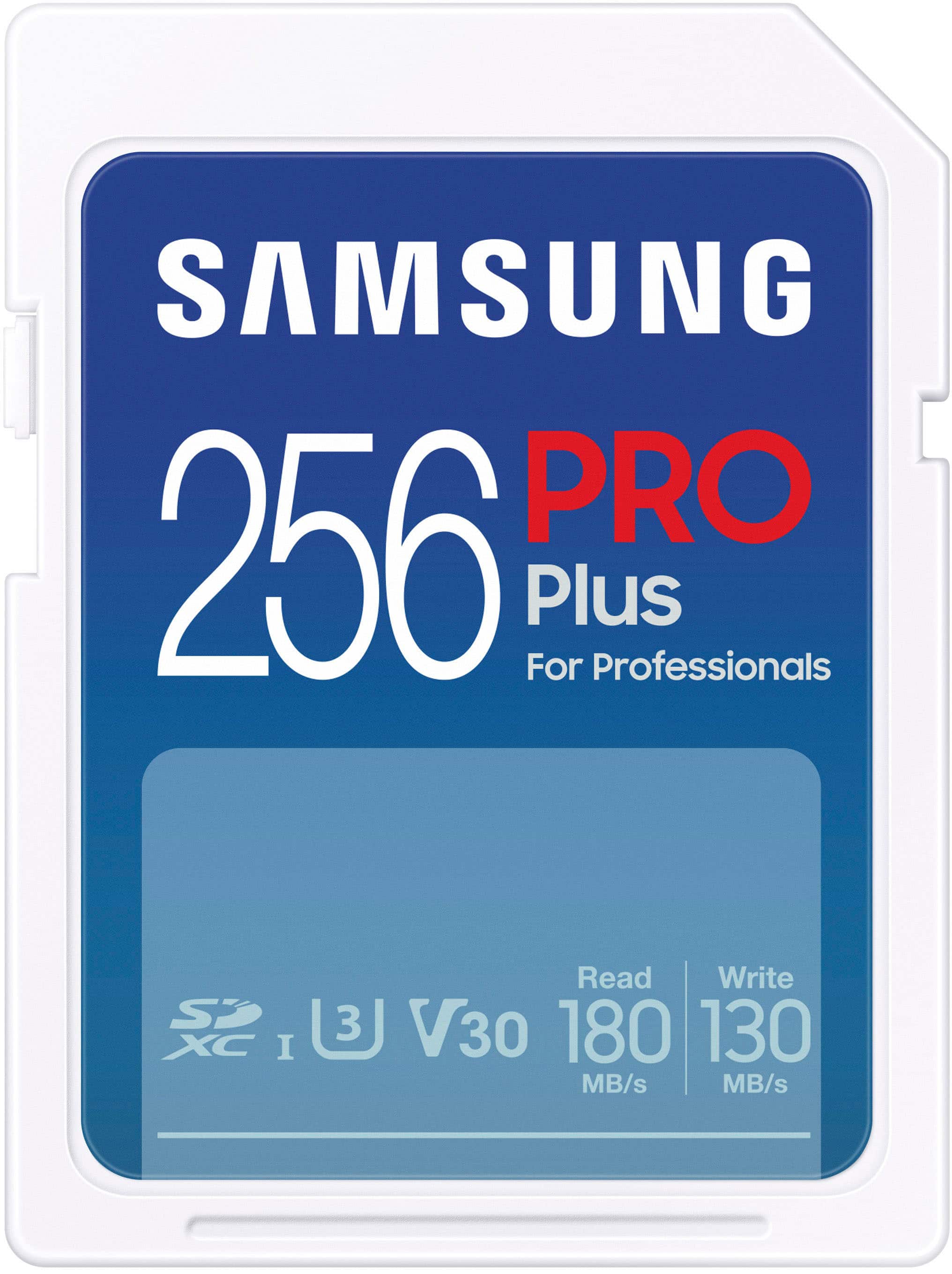 Front. Samsung - Pro Plus 256GB SDXC Memory Card - Blue.