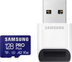 SAMSUNG Pro Plus + Reader 128 GB microSDXC Memory Card, Up-to 180MB/s, UHS-l, C10,U3,V30,A2. - Front_Zoom