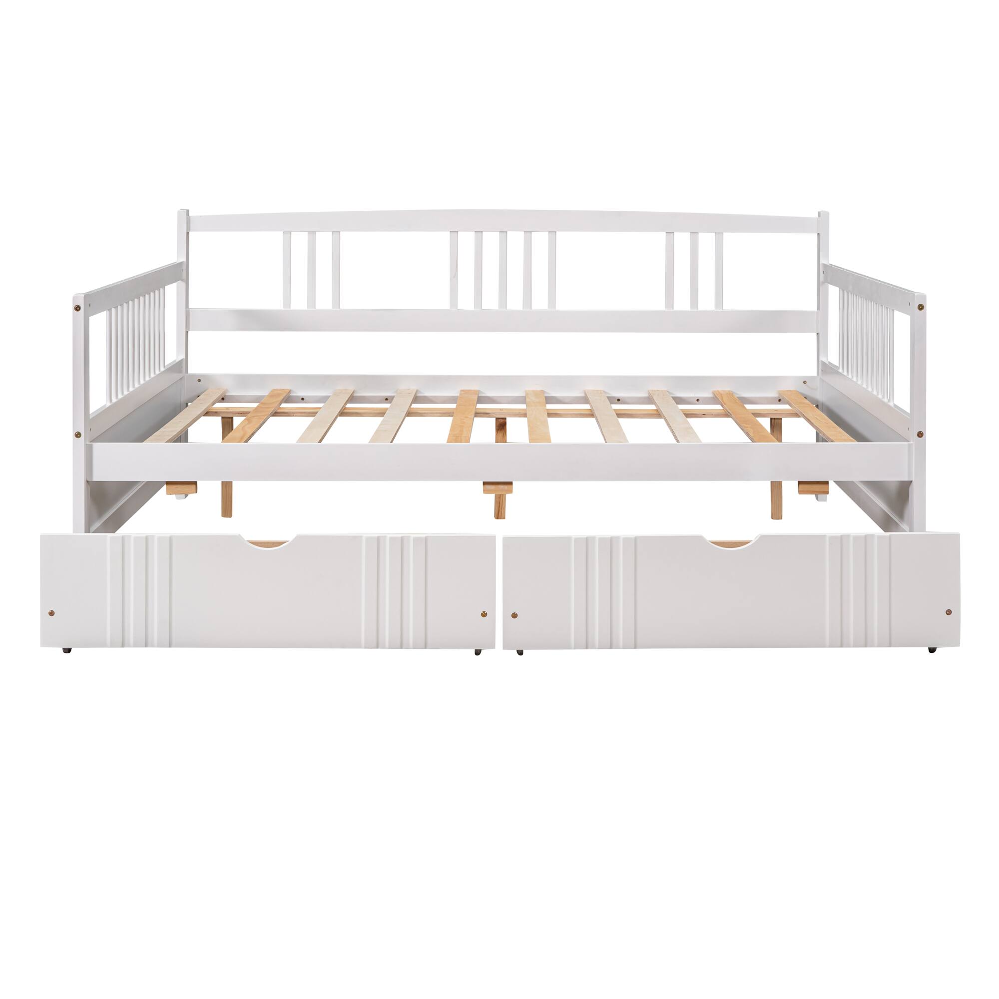 Alt View 1. Whisen - Wood Daybed with Two Storage Drawers, Multi-Functional Sofa Bed Frame - White.