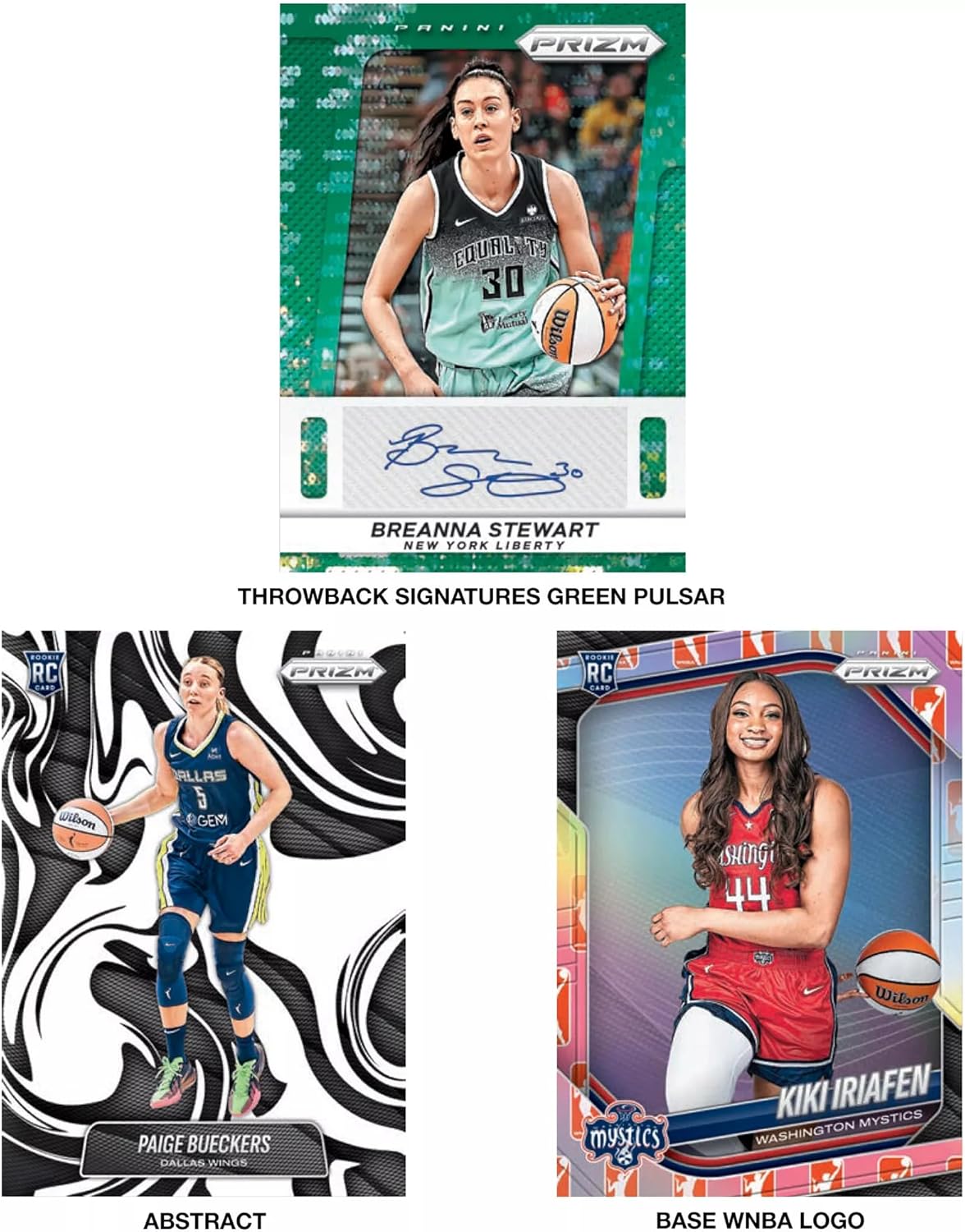 ca0 PANINI PRIZM se9. EQUAL T9 30 Aora LeK m BREANNA STEWART NEW YORK LIBERTY THROWBACK SIGNATURES GREEN PULSAR BOORI RC  RORs PRIZM O0 A RC  FART PRIZM wilson ALLAS 5 GEM Skingi 44 Willom PAIGE BUECKERS DALLAS WINCS Mystics KIKI IRIAFEN MYSTICS WASHINGTON ABSTRACT BASE WNBA LOGO