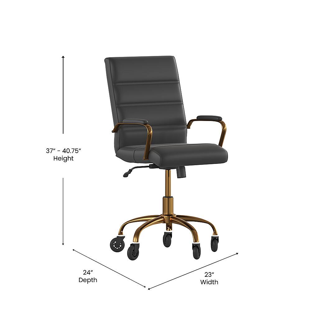Alt View 12. Alamont Home - Executive Chair on Skate Wheels - Black LeatherSoft/Gold Frame.
