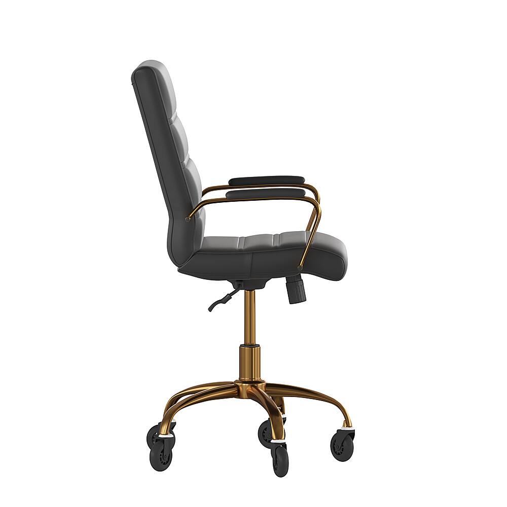 Alt View 15. Alamont Home - Executive Chair on Skate Wheels - Black LeatherSoft/Gold Frame.