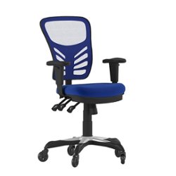 Flash Furniture - Mid-Back Ergonomic Multifunction Mesh Chair with Polyurethane Wheels - Blue - Front_Zoom