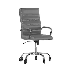 Alamont Home - Executive Chair on Skate Wheels - Gray LeatherSoft/Chrome Frame