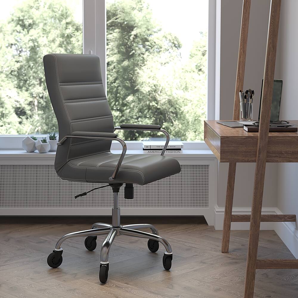 Alt View 11. Alamont Home - Executive Chair on Skate Wheels - Gray LeatherSoft/Chrome Frame.