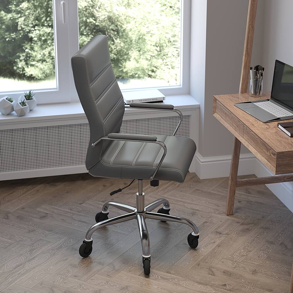 Alt View 13. Alamont Home - Executive Chair on Skate Wheels - Gray LeatherSoft/Chrome Frame.
