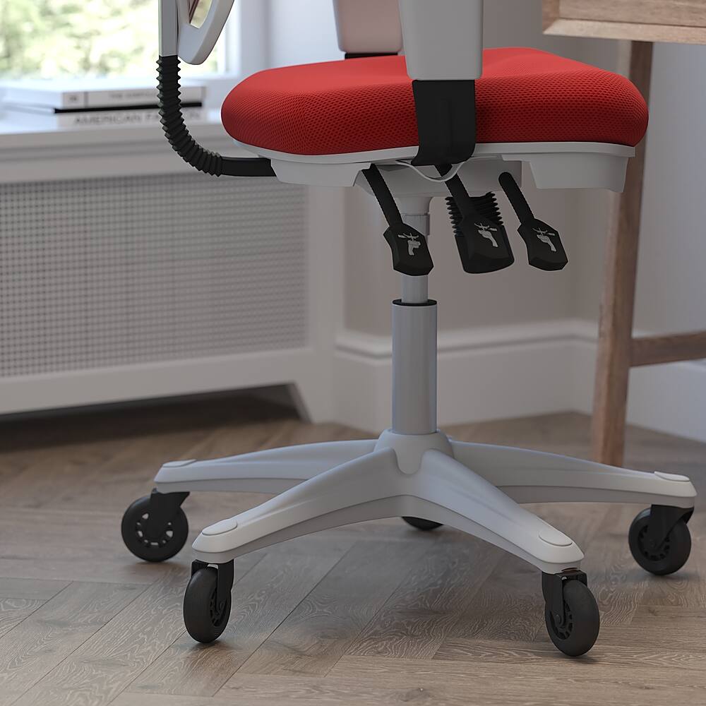 Alt View 14. Alamont Home - Mid-Back Ergonomic Multifunction Mesh Chair with Polyurethane Wheels - Red Mesh/White Frame.