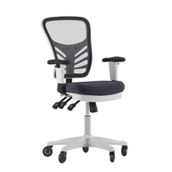 Flash Furniture - Mid-Back Ergonomic Multifunction Mesh Chair with Polyurethane Wheels - Dark Gray Mesh/White Frame - Front_Zoom