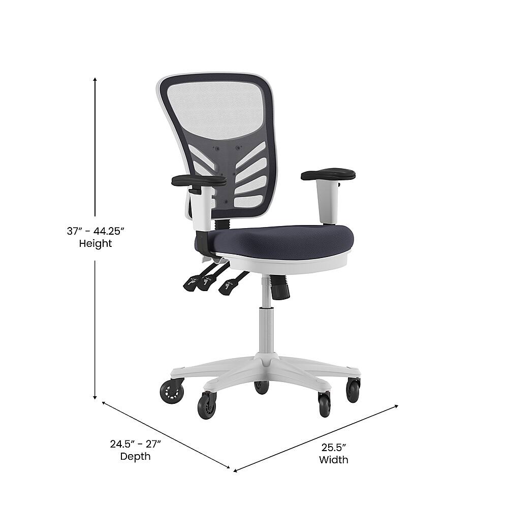 Alt View 12. Alamont Home - Mid-Back Ergonomic Multifunction Mesh Chair with Polyurethane Wheels - Dark Gray Mesh/White Frame.