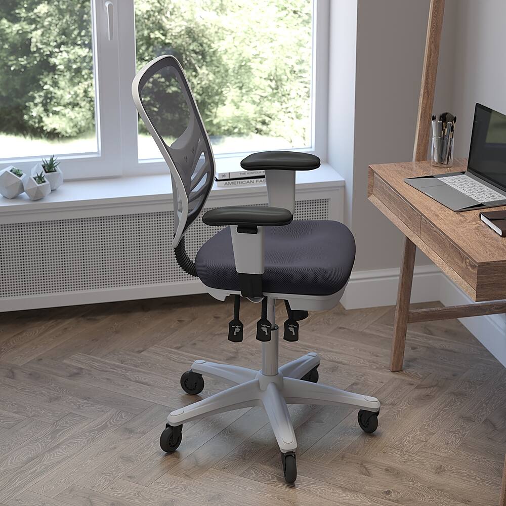 Alt View 13. Alamont Home - Mid-Back Ergonomic Multifunction Mesh Chair with Polyurethane Wheels - Dark Gray Mesh/White Frame.
