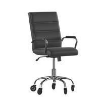 Alamont Home - Executive Chair on Skate Wheels - Black LeatherSoft/Chrome Frame - Front_Zoom