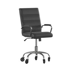 Alamont Home - Executive Chair on Skate Wheels - Black LeatherSoft/Chrome Frame