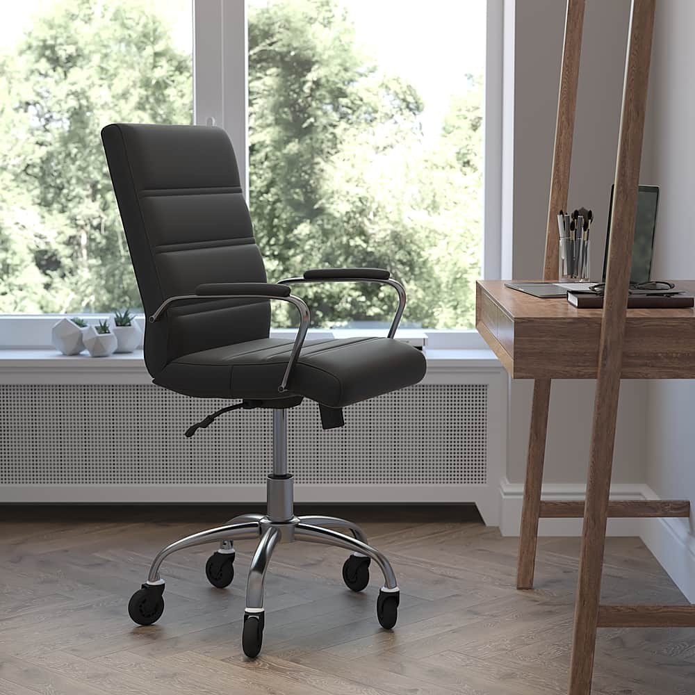 Alt View 11. Alamont Home - Executive Chair on Skate Wheels - Black LeatherSoft/Chrome Frame.
