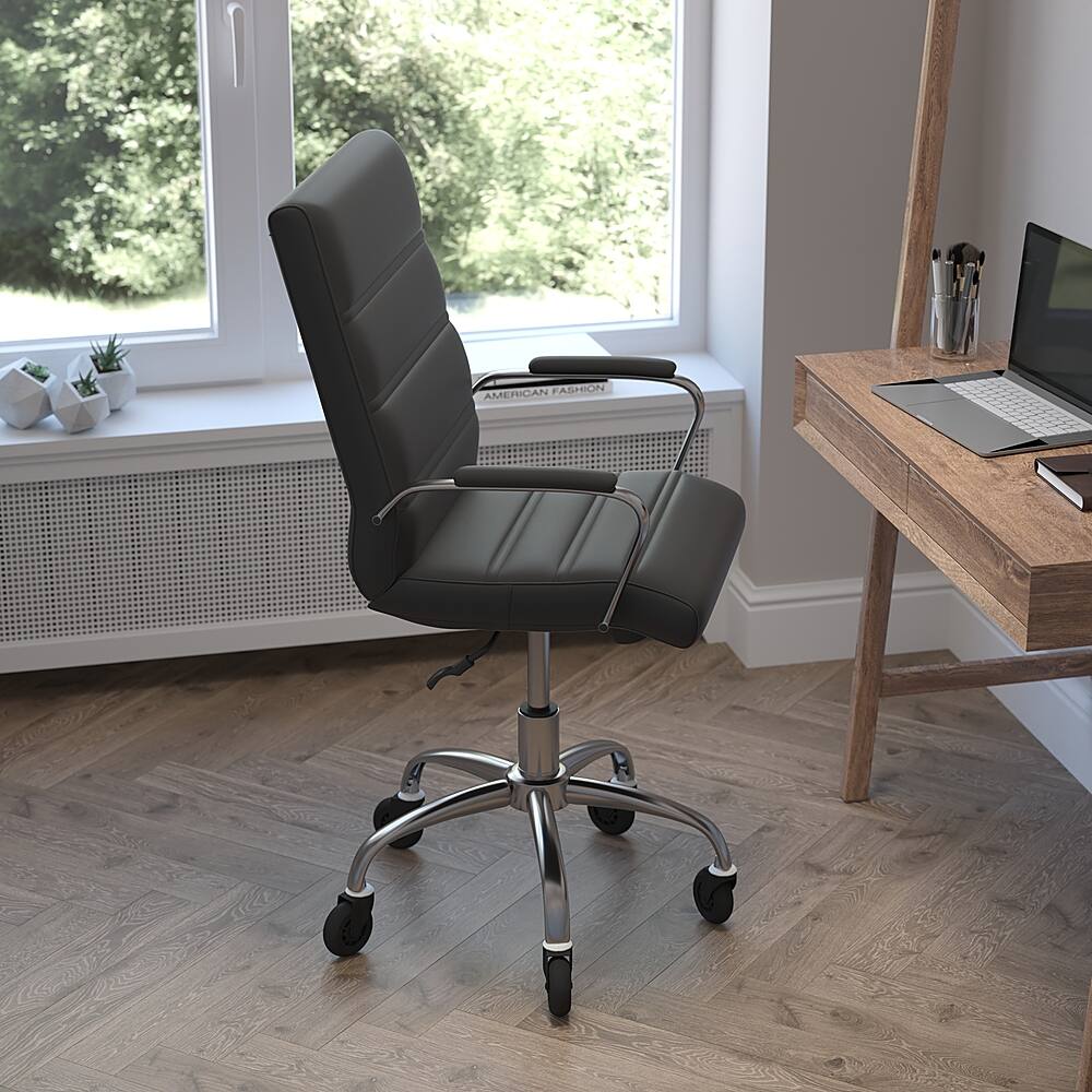 Alt View 13. Alamont Home - Executive Chair on Skate Wheels - Black LeatherSoft/Chrome Frame.