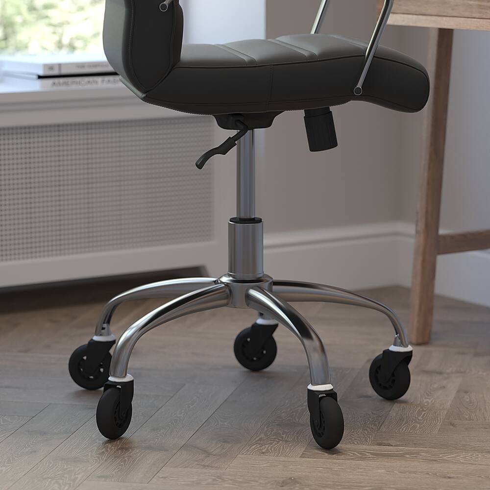Alt View 14. Alamont Home - Executive Chair on Skate Wheels - Black LeatherSoft/Chrome Frame.