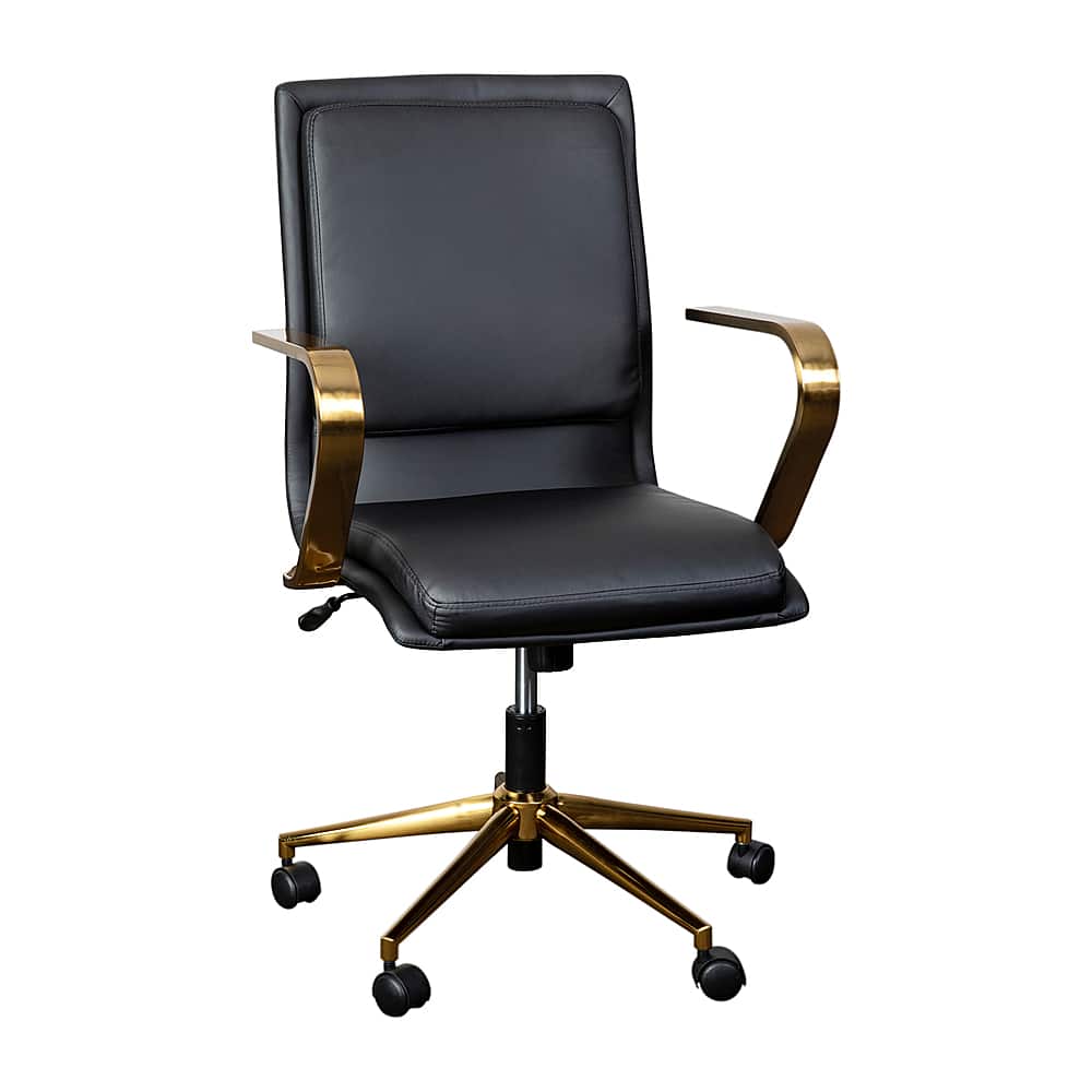Alamont Home - Designer Executive Swivel Office Chair with Arms - Black/Gold - Front_Zoom