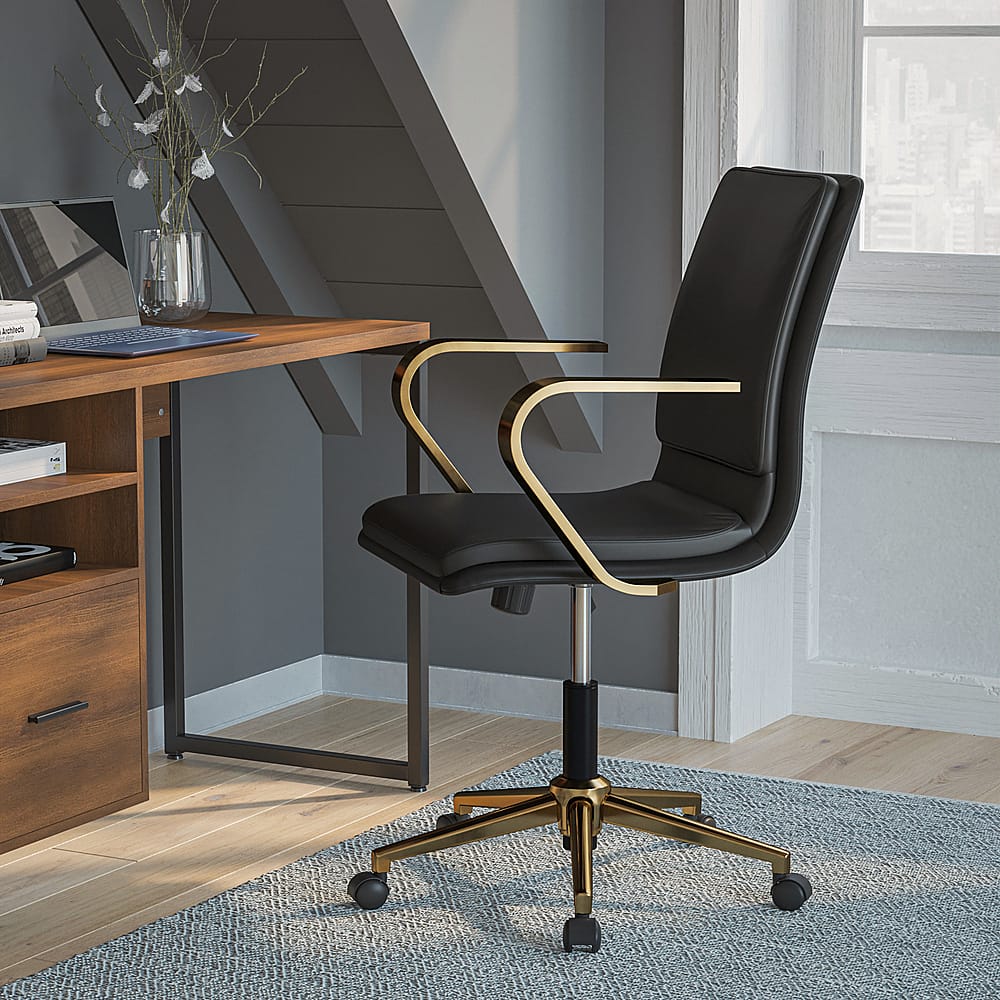 Alt View 12. Alamont Home - Designer Executive Swivel Office Chair with Arms - Black/Gold.