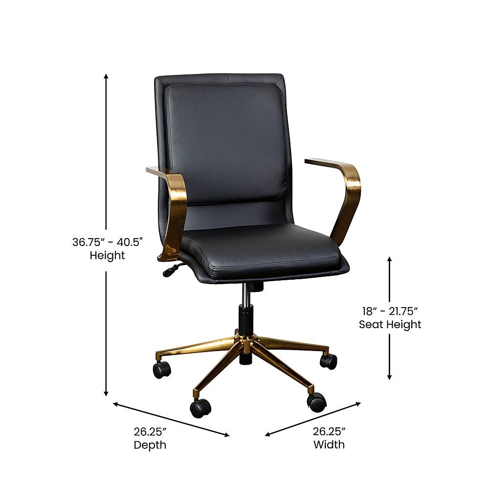 Alt View 13. Alamont Home - Designer Executive Swivel Office Chair with Arms - Black/Gold.