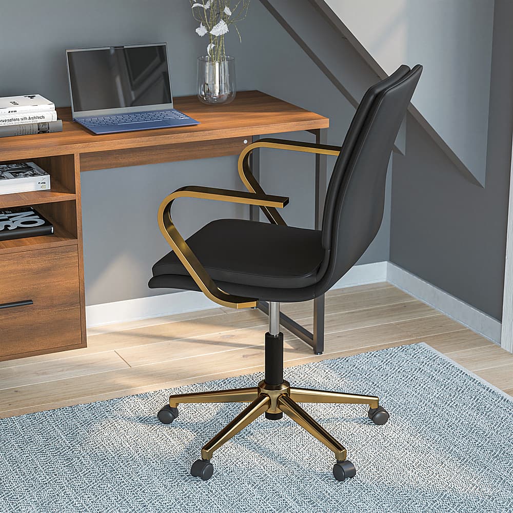 Alt View 14. Alamont Home - Designer Executive Swivel Office Chair with Arms - Black/Gold.