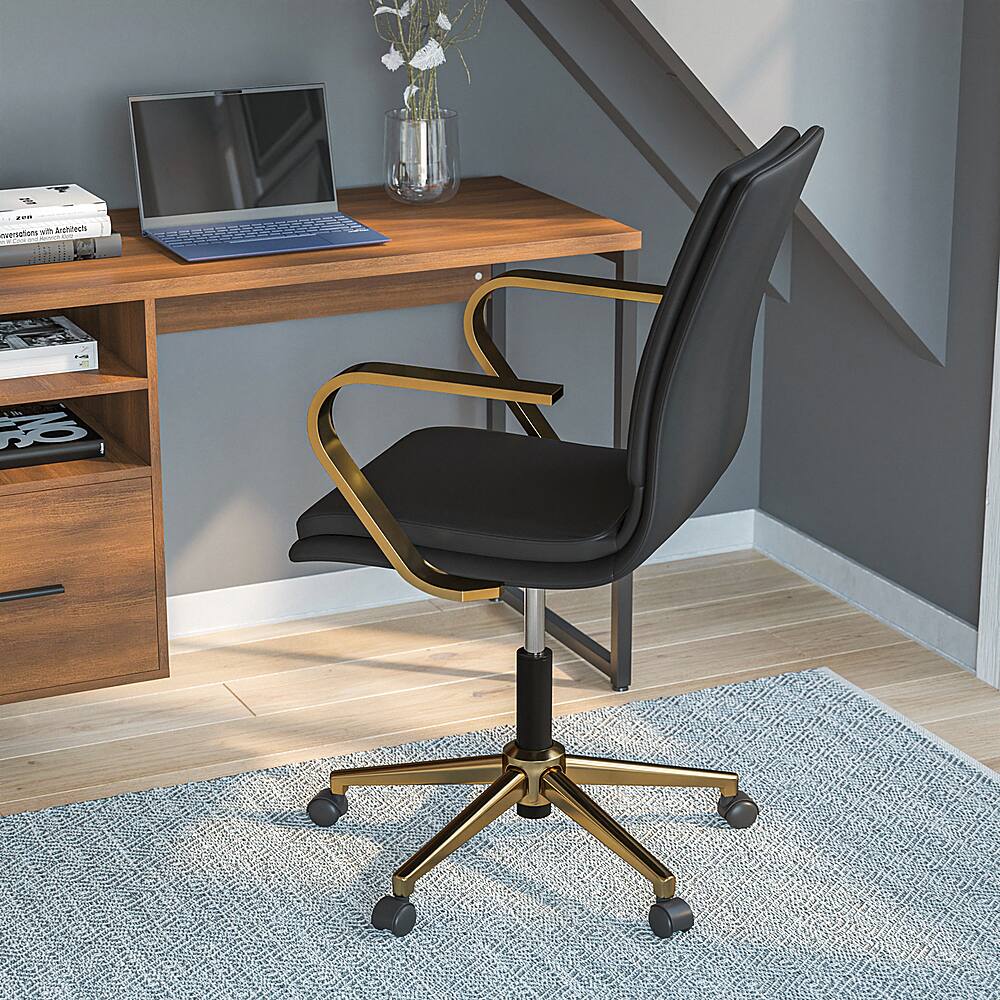 Alt View 14. Alamont Home - Designer Executive Swivel Office Chair with Arms - Black/Gold.